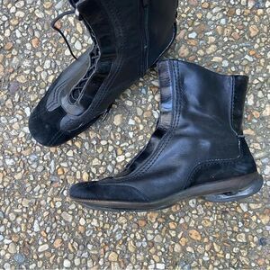 Asgi black leather and suede walking comfort rubber sole ankle boots 7 modern